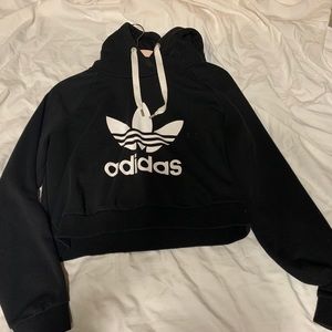 Black and white adidas cropped sweatshirt